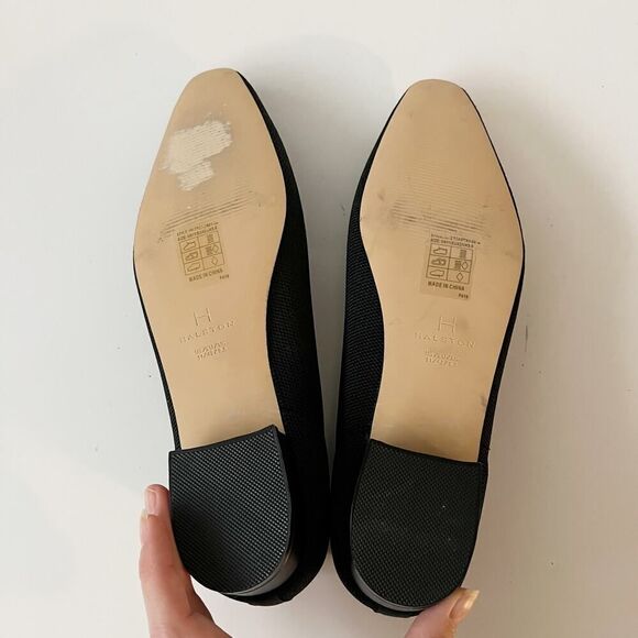 Halston Black Knit Low Heel Squared Pointed Toe Flats Kitten Heels Size‎ 11 - Picture 4 of 5